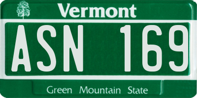 VT license plate ASN169