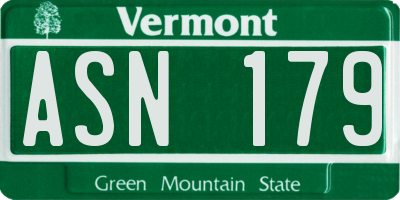 VT license plate ASN179