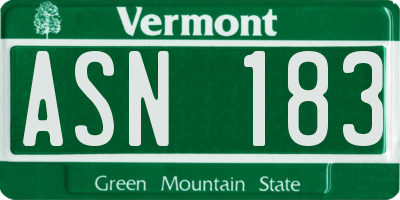 VT license plate ASN183