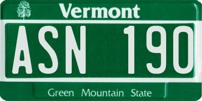 VT license plate ASN190