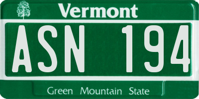 VT license plate ASN194