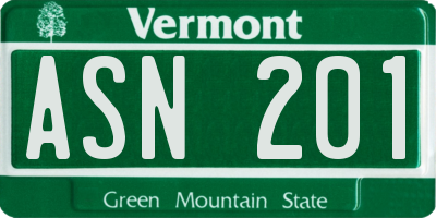 VT license plate ASN201