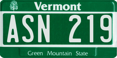 VT license plate ASN219