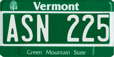 VT license plate ASN225