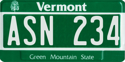 VT license plate ASN234