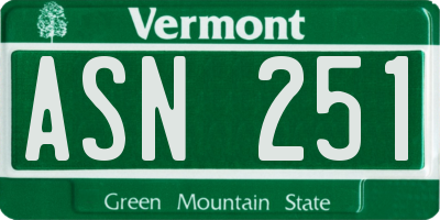 VT license plate ASN251