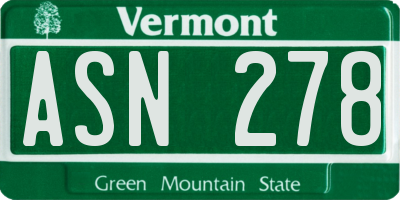 VT license plate ASN278