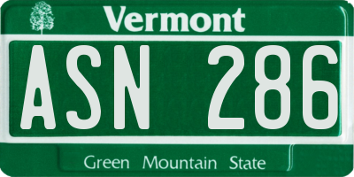 VT license plate ASN286