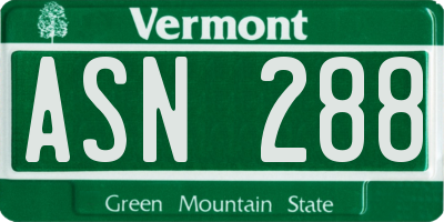 VT license plate ASN288