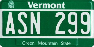 VT license plate ASN299