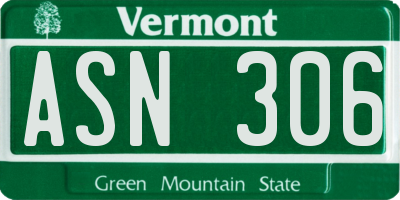 VT license plate ASN306
