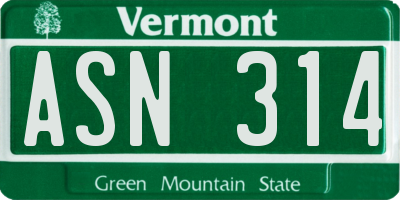 VT license plate ASN314