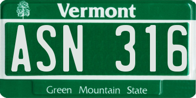 VT license plate ASN316