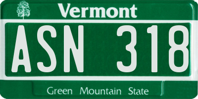 VT license plate ASN318
