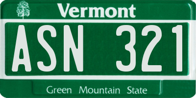 VT license plate ASN321