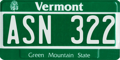 VT license plate ASN322
