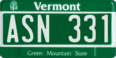 VT license plate ASN331
