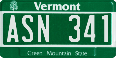 VT license plate ASN341