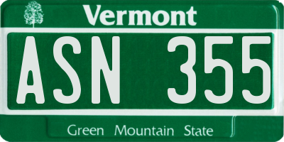 VT license plate ASN355