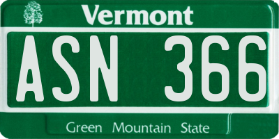 VT license plate ASN366