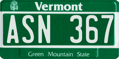 VT license plate ASN367