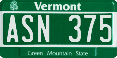 VT license plate ASN375