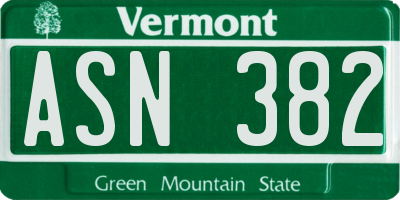VT license plate ASN382