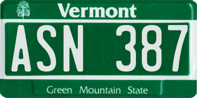 VT license plate ASN387