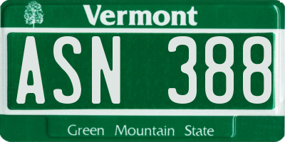 VT license plate ASN388