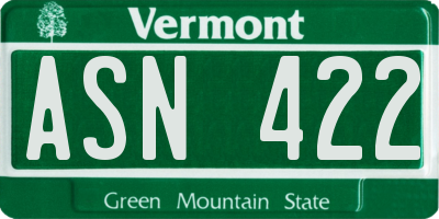 VT license plate ASN422