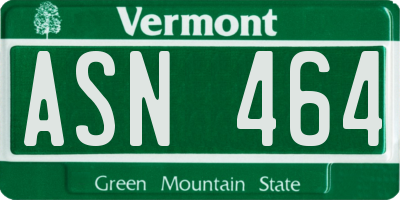 VT license plate ASN464