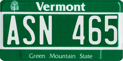 VT license plate ASN465