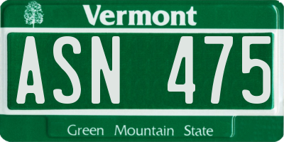 VT license plate ASN475