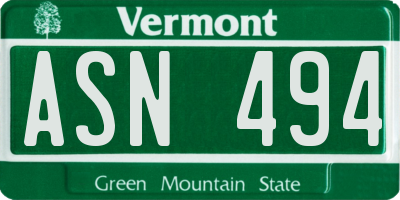 VT license plate ASN494