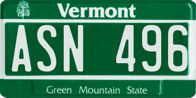 VT license plate ASN496