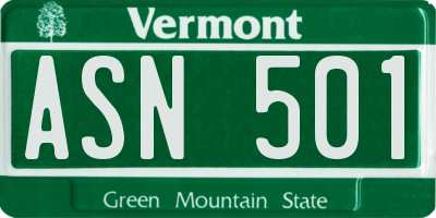 VT license plate ASN501