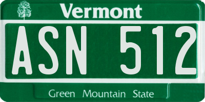 VT license plate ASN512