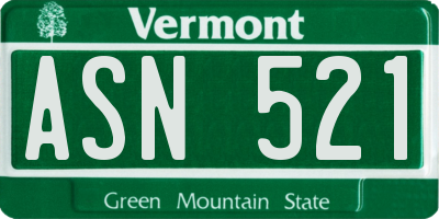 VT license plate ASN521