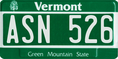 VT license plate ASN526