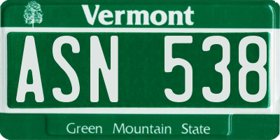 VT license plate ASN538