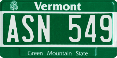 VT license plate ASN549