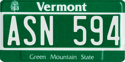 VT license plate ASN594