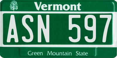 VT license plate ASN597