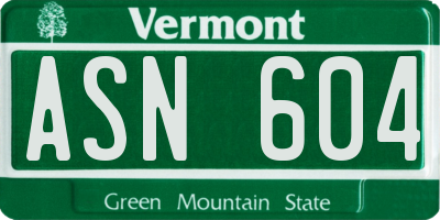 VT license plate ASN604
