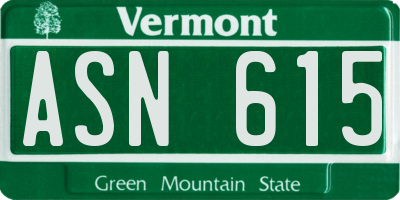 VT license plate ASN615