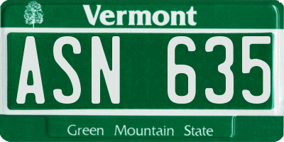 VT license plate ASN635