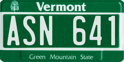 VT license plate ASN641