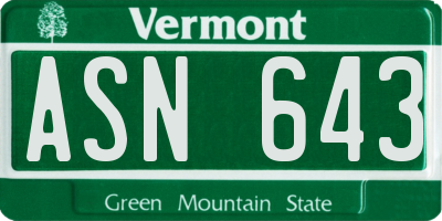 VT license plate ASN643