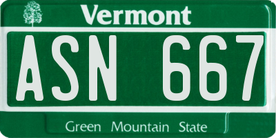 VT license plate ASN667