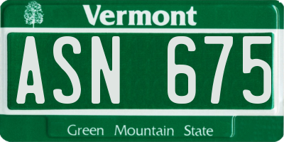 VT license plate ASN675